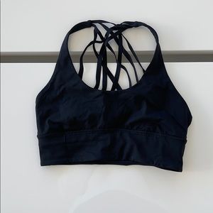 Long line black sports bra